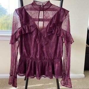 Express long sleeve lace blouse